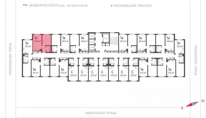 1-к кв. Санкт-Петербург ул. Пахомовская, 12к2 (30.7 м) - Фото 1