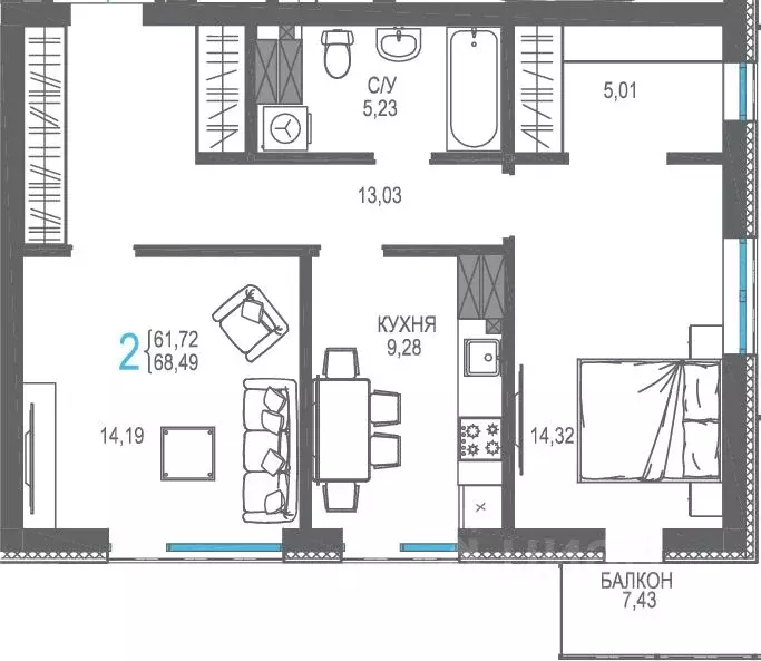 2-к кв. Крым, Ялта проезд Бакунинский, 13 (68.49 м) - Фото 1