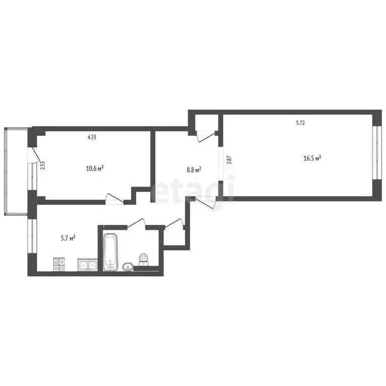 2-комнатная квартира: Архангельск, улица Самойло, 10 (45.8 м) - Фото 1
