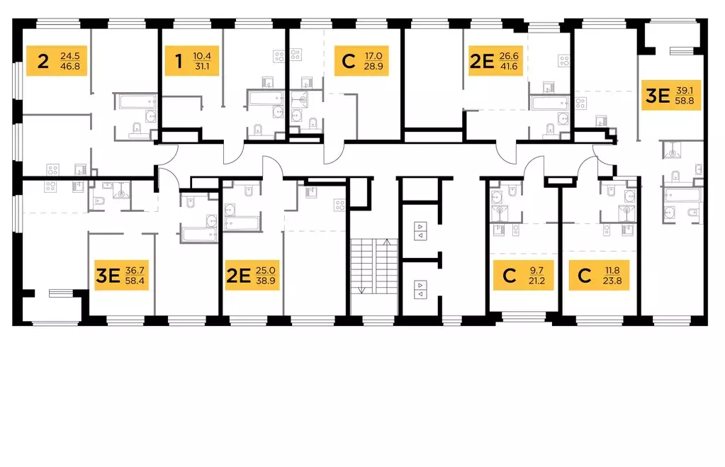 1-к кв. Московская область, Мытищи Белый Град жилой комплекс (31.1 м) - Фото 2