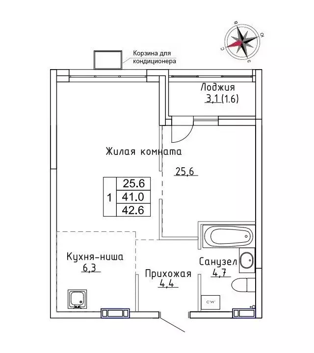 Квартира-студия: Новый, улица Ленина, 6с1 (42.6 м) - Фото 0