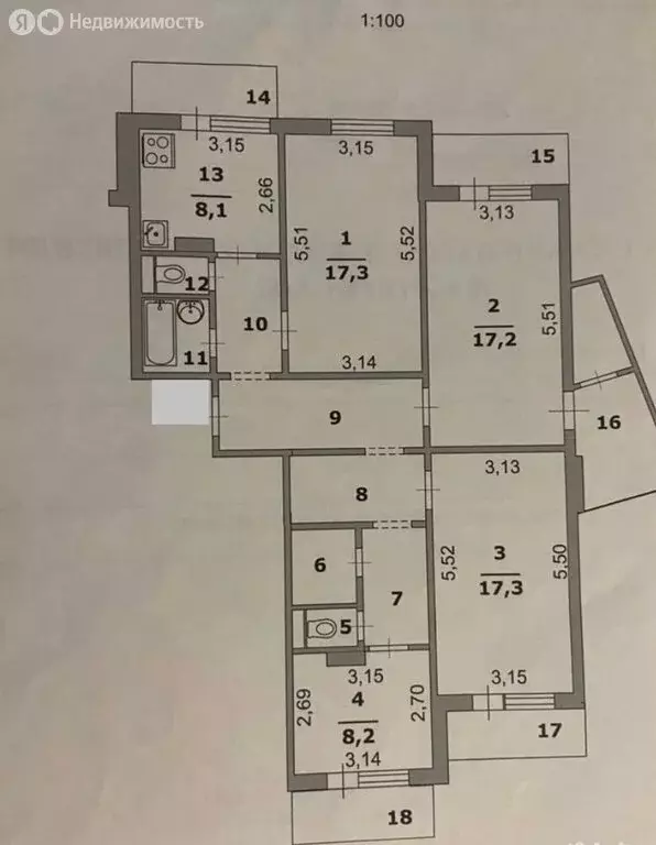 4-комнатная квартира: Белгород, улица Есенина, 56 (96.9 м) - Фото 1