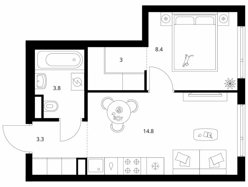 1-комнатная квартира: Москва, Амурская улица, 2Ак1 (33.3 м) - Фото 1