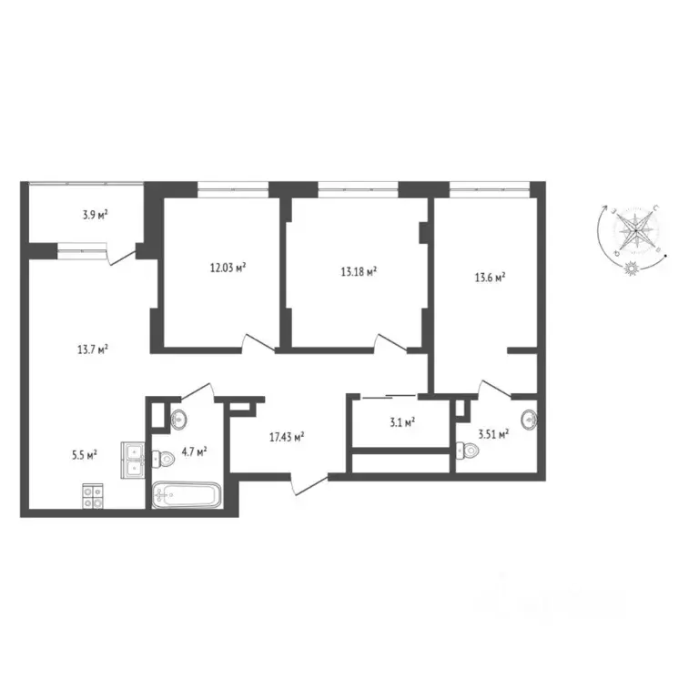 3-к кв. Тюменская область, Тюмень ул. Новоселов, 92 (85.87 м) - Фото 1