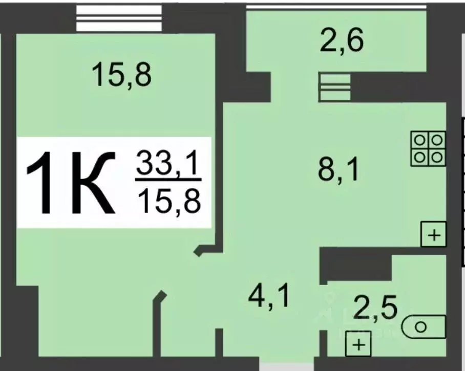 1-к кв. Нижегородская область, Нижний Новгород ул. Спутника, 42 (30.5 ... - Фото 2