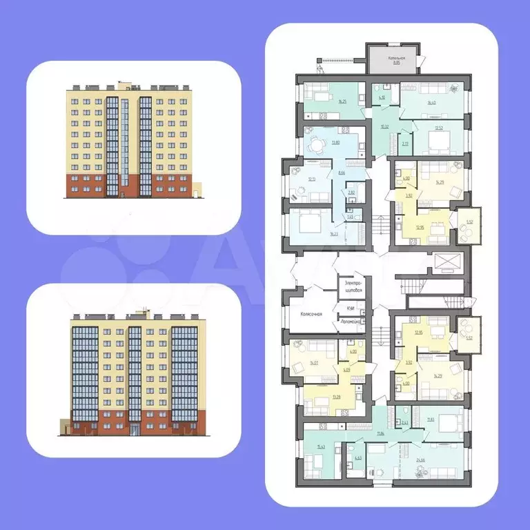 1-к. квартира, 37,9 м, 7/9 эт. - Фото 1