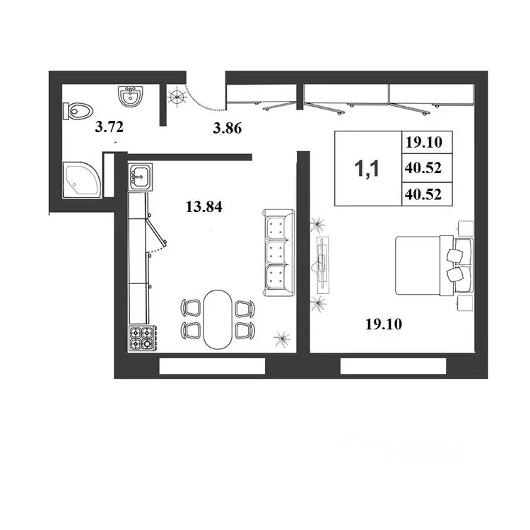 1-к кв. Новгородская область, Великий Новгород ул. Королева, 22к2 ... - Фото 0