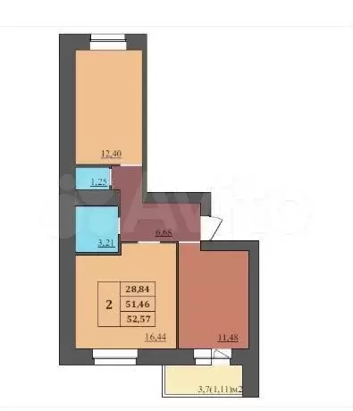2-к. квартира, 53 м, 8/9 эт. - Фото 0