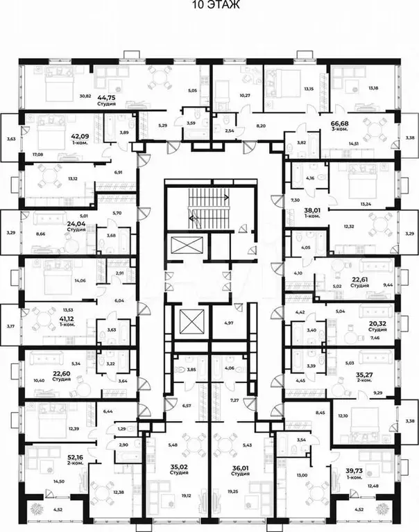 Квартира-студия, 22,6м, 10/10эт. - Фото 1