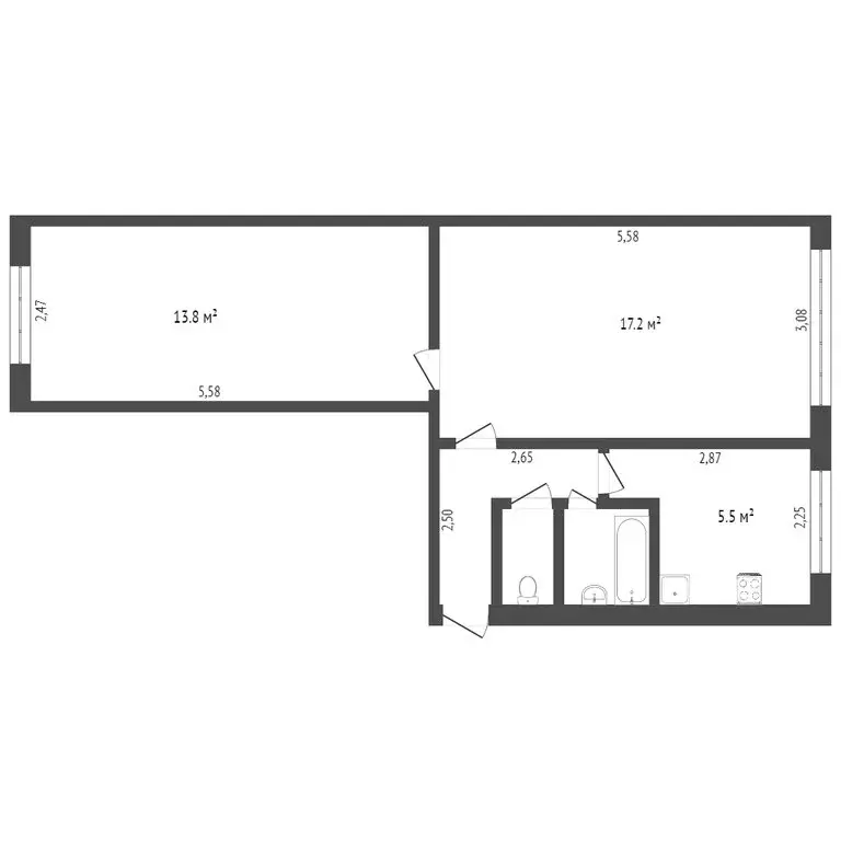 2-комнатная квартира: Черногорск, проспект Космонавтов, 24 (44.6 м) - Фото 1