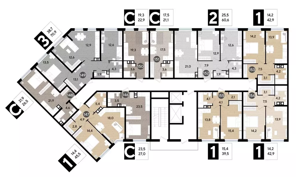 3-к кв. Краснодарский край, Краснодар Догма Парк мкр,  (71.0 м) - Фото 2