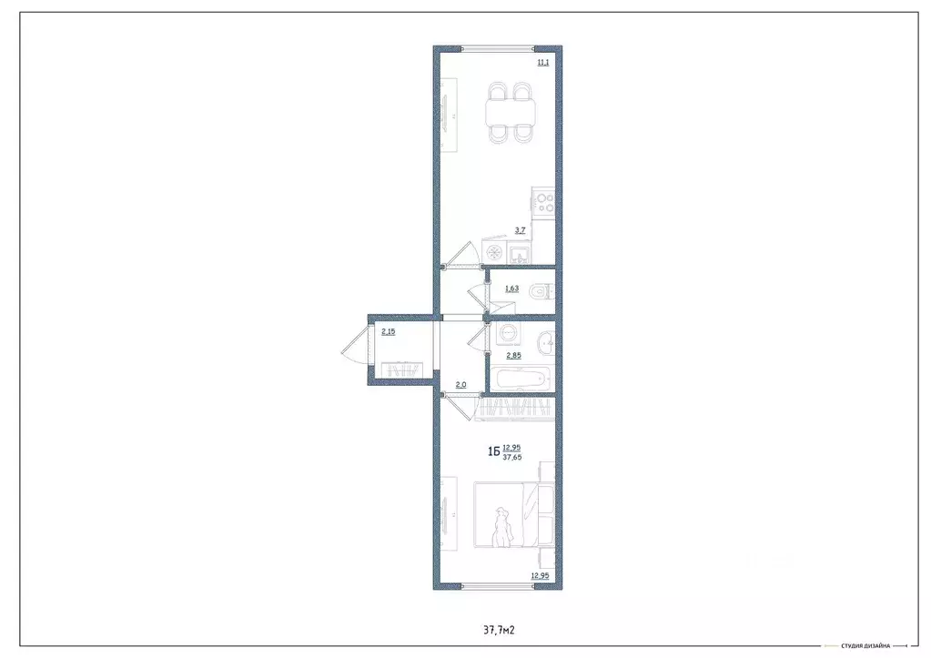 1-к кв. Тверская область, Тверь ул. Левитана, 93А (37.7 м) - Фото 2