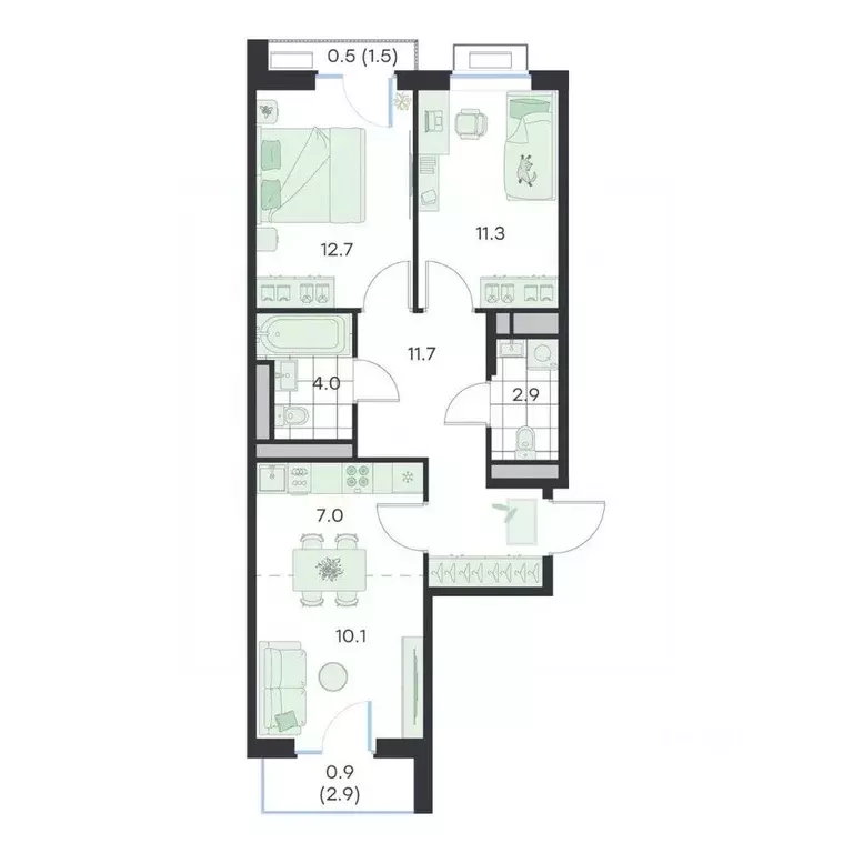 3-к кв. Московская область, Раменское G3 Михалевич жилой комплекс ... - Фото 1
