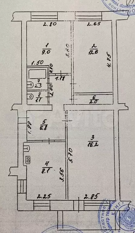 3-к. квартира, 59,7 м, 1/2 эт. - Фото 0