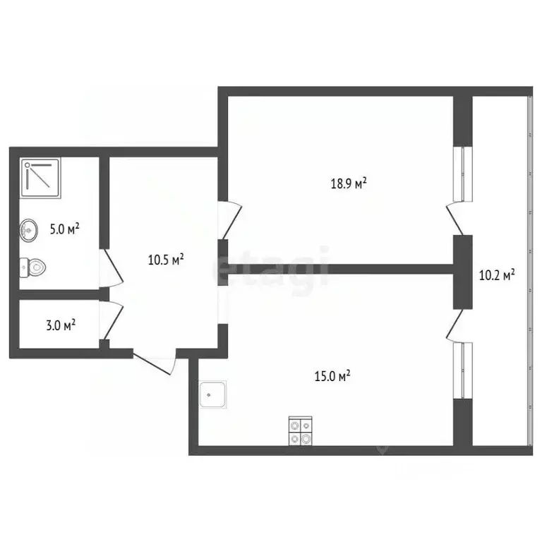 1-к кв. Тюменская область, Тюмень ул. Монтажников, 47 (49.4 м) - Фото 1