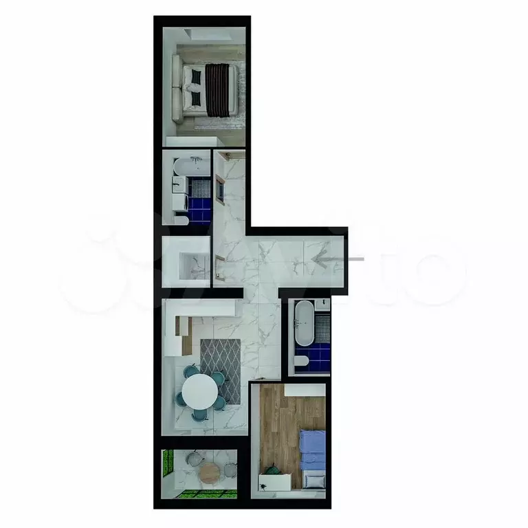 2-к. квартира, 62,3 м, 4/4 эт. - Фото 1