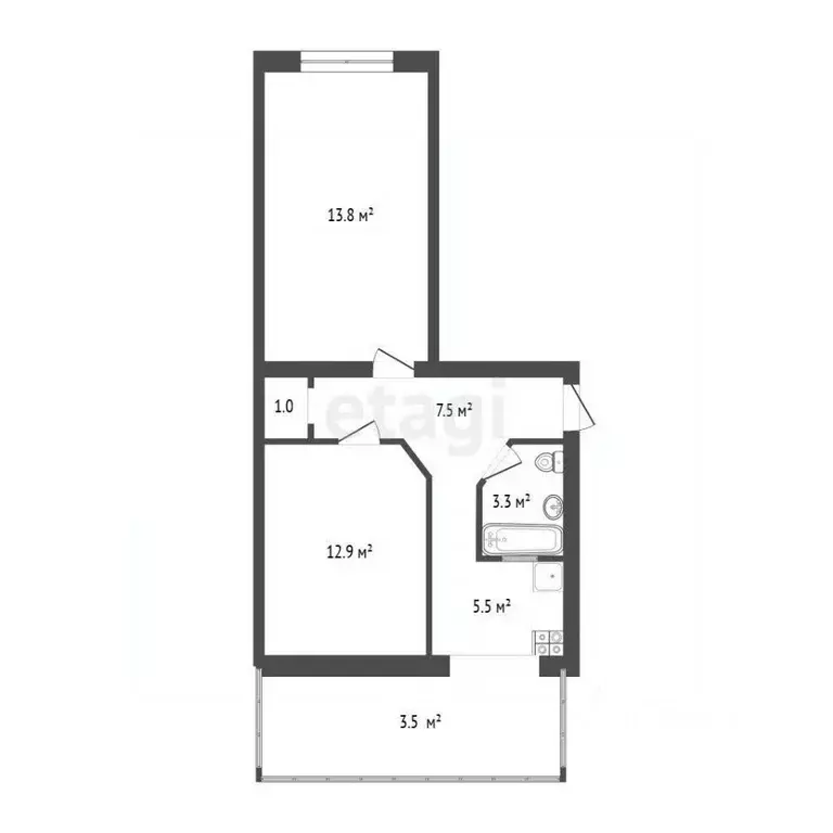 2-к кв. Крым, Саки ул. Строительная (47.5 м) - Фото 2