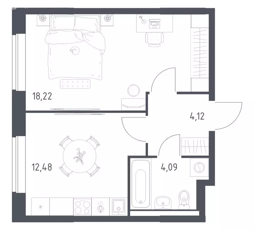 1-комнатная квартира: Ленинский городской округ, ЖК Новое Видное, 18.1 ... - Фото 1