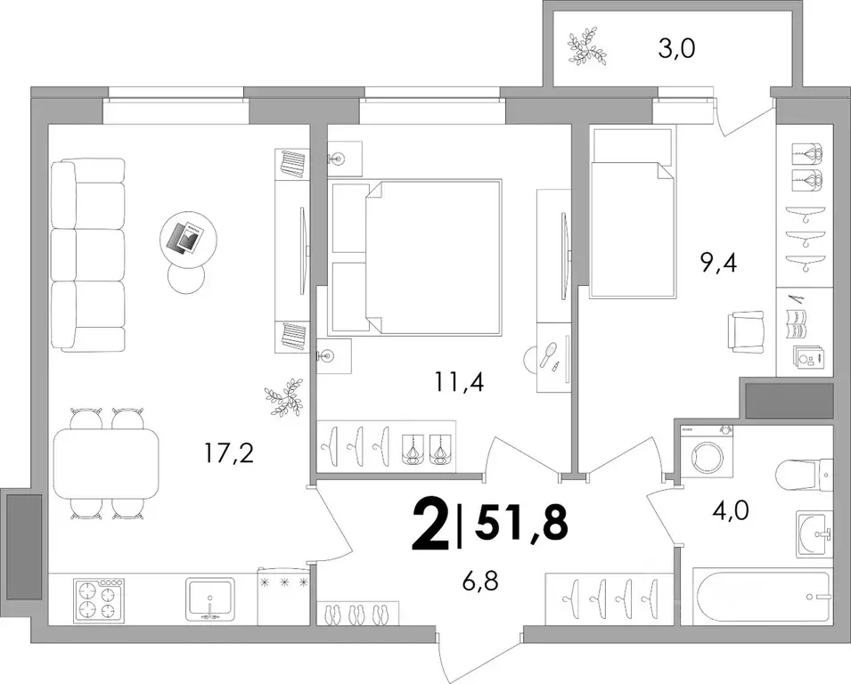 2-к кв. Тверская область, Калининский муниципальный округ, д. Батино ... - Фото 1