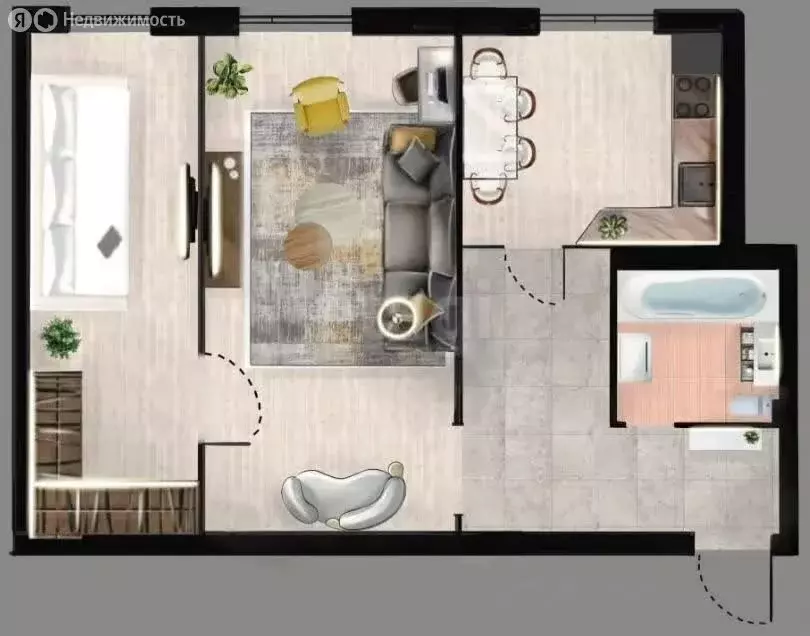 2-комнатная квартира: Казань, улица Гагарина, 48 (45 м) - Фото 1