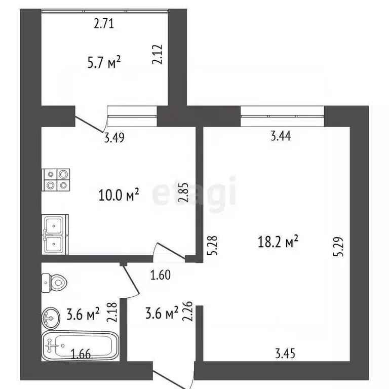 1-к кв. Башкортостан, Стерлитамак ул. Артема, 118 (35.4 м) - Фото 1