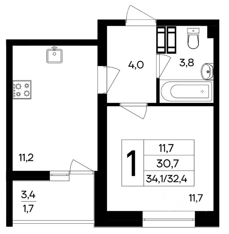 1-к кв. Крым, Симферополь ул. 51-й Армии, уч126 (34.1 м) - Фото 1