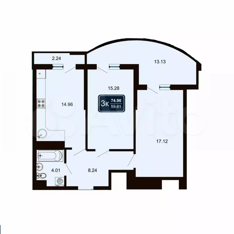 2-к. квартира, 75 м, 7/8 эт. - Фото 0