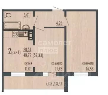 2-к кв. Челябинская область, Челябинск ул. Маршала Чуйкова, 5 (52.0 м) - Фото 2