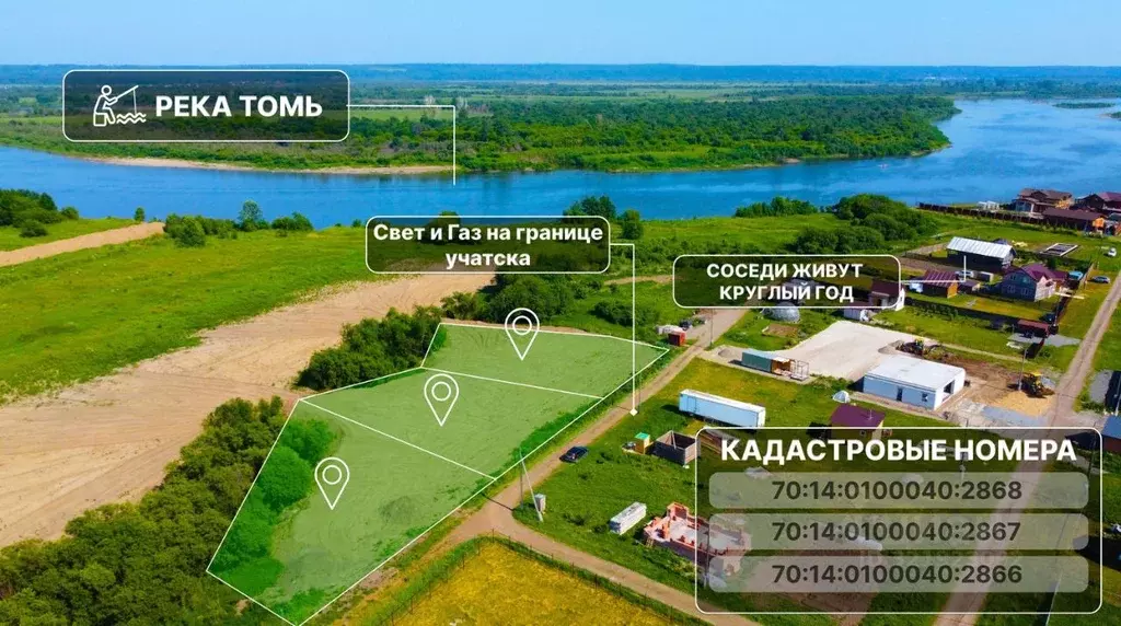 Участок в Томская область, Томский район, Калтайское с/пос, Береговое ... - Фото 0