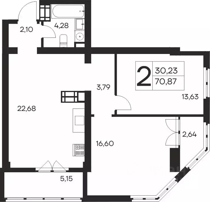2-к кв. Крым, Ялта Ай-Петри жилой комплекс (70.87 м) - Фото 1