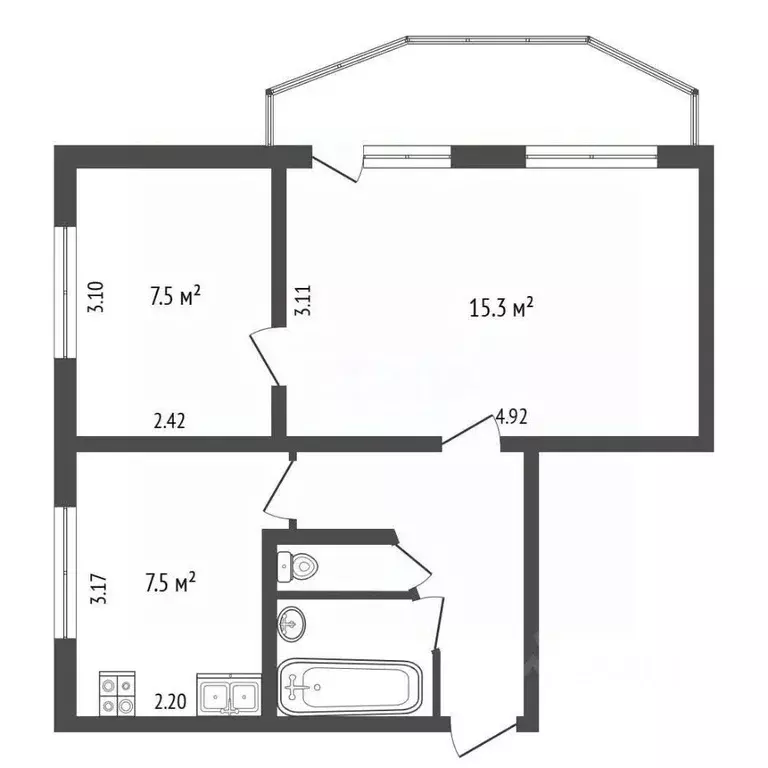 2-к кв. Московская область, Химки Юбилейный просп., 30 (39.2 м) - Фото 1