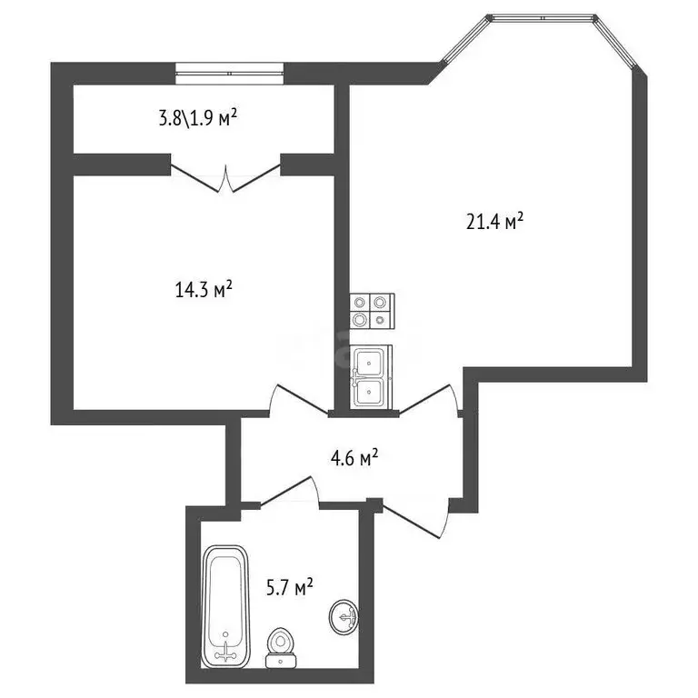 1-комнатная квартира: Санкт-Петербург, Октябрьская набережная, 40 ... - Фото 1
