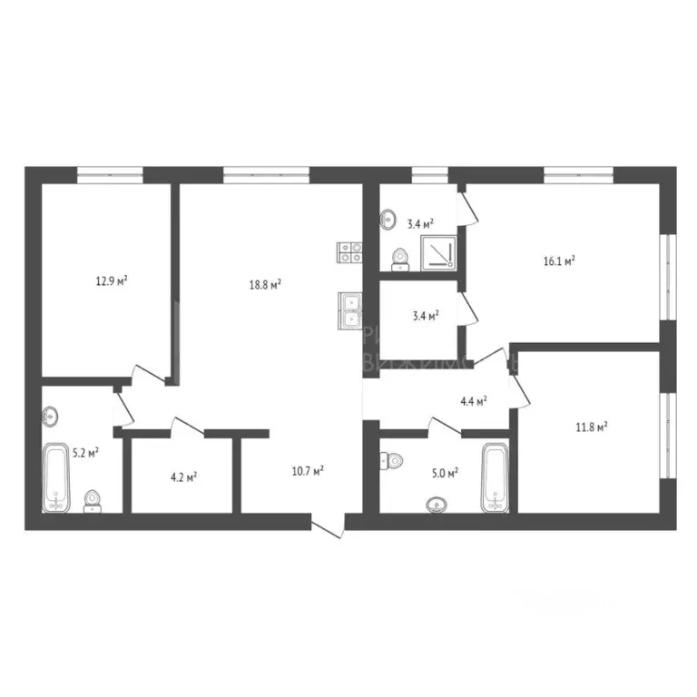 3-к кв. Тюменская область, Тюмень ул. Республики, 204к12 (95.9 м) - Фото 1