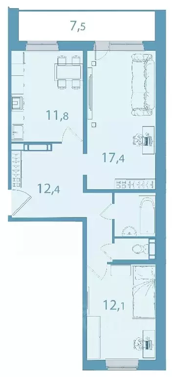 2-к кв. Томская область, Северск ул. Славского, 26 (62.22 м) - Фото 0