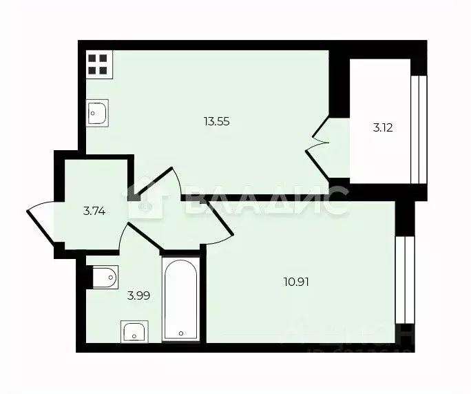 1-к кв. Ленинградская область, Ломоносовский район, Аннинское ... - Фото 2