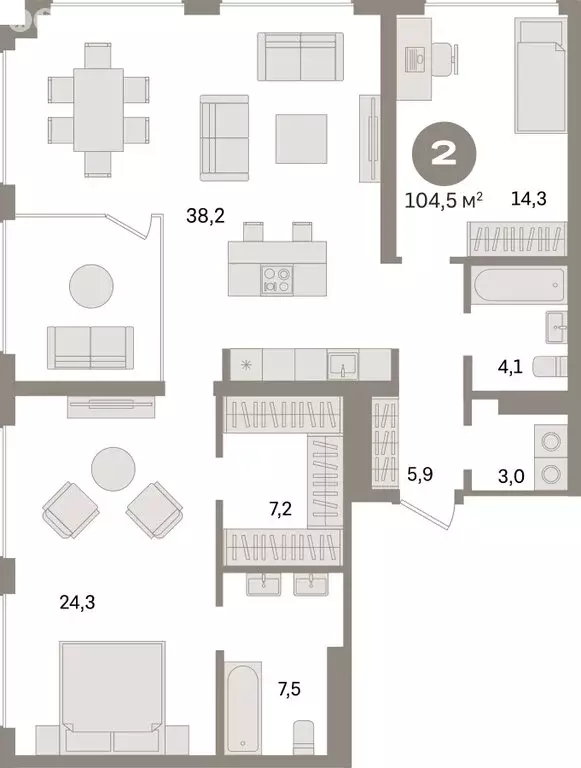 2-комнатная квартира: Новосибирск, Зыряновская улица, 51с (112.6 м) - Фото 1