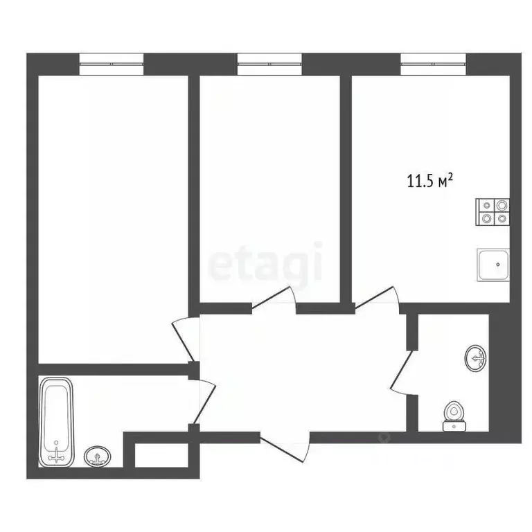 2-к кв. Ямало-Ненецкий АО, Новый Уренгой Славянский мкр, 1/4 (54.8 м) - Фото 2