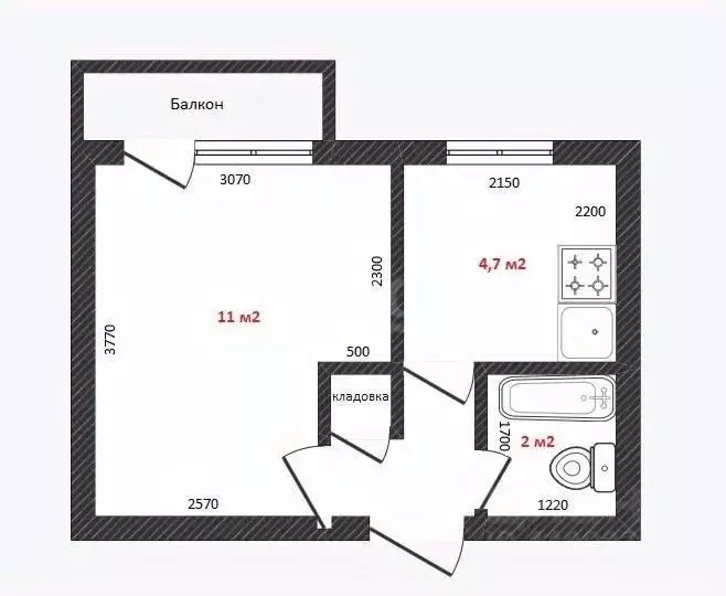1-к кв. Смоленская область, Смоленск ул. Соболева, 116Б (21.0 м) - Фото 2