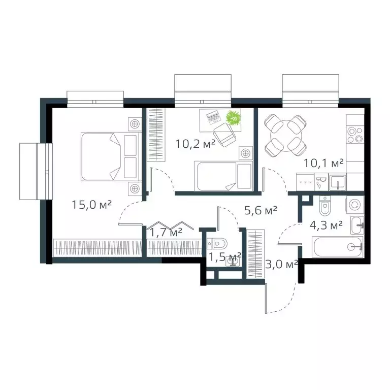 2-комнатная квартира: Владивосток, жилой комплекс Дом на Востоке, 6к1 ... - Фото 0