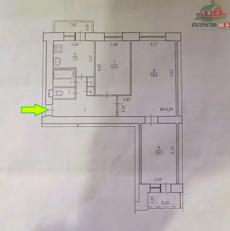 2-к кв. Волгоградская область, Волгоград ул. Маршала Еременко, 98 ... - Фото 0