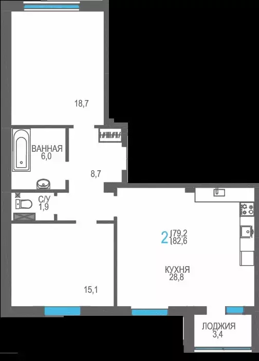 Продаётся 2-к квартира, 82.6 м - Фото 0