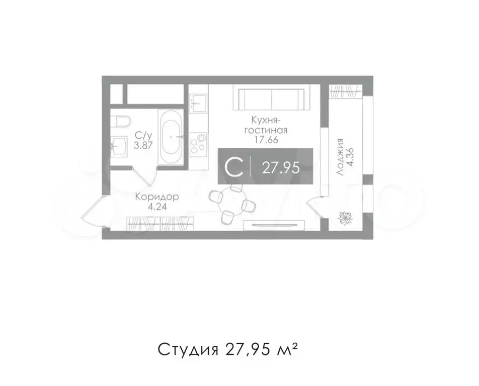 Квартира-студия, 28 м, 13/25 эт. - Фото 1