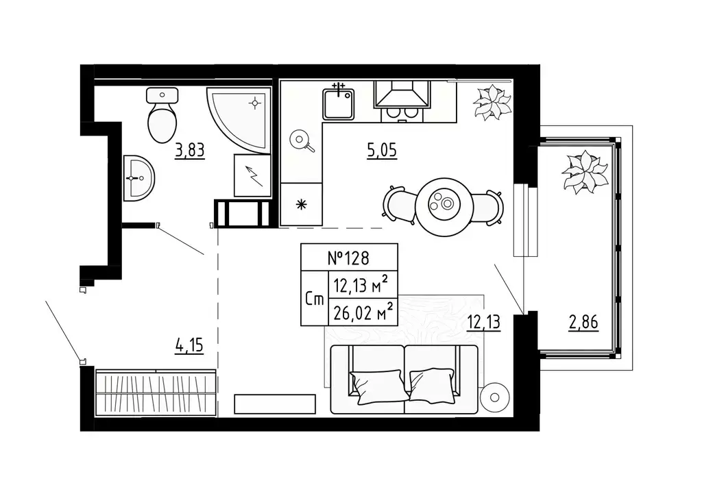 квартира-студия, 26.02 м - Фото 0