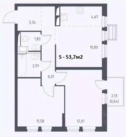 2-к кв. Московская область, Ленинский городской округ, д. Коробово ул. ... - Фото 2
