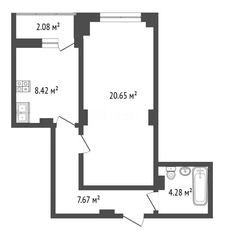 1-комнатная квартира: Курск, 2-я Агрегатная улица, 57А (43.1 м) - Фото 2