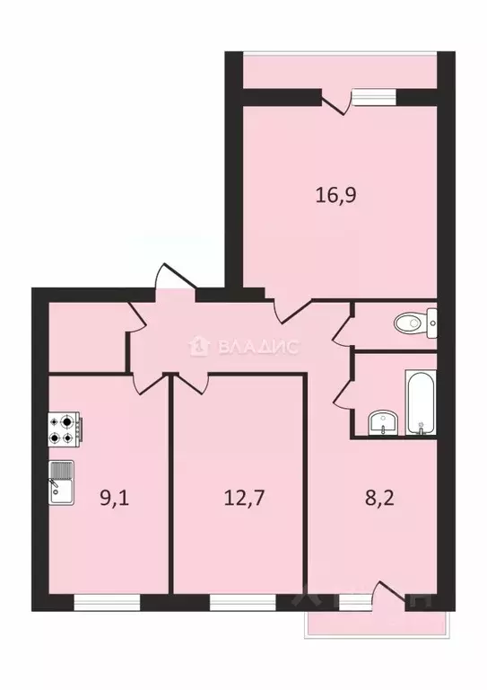 3-к кв. Нижегородская область, Нижний Новгород Южное ш., 2А (62.7 м) - Фото 2