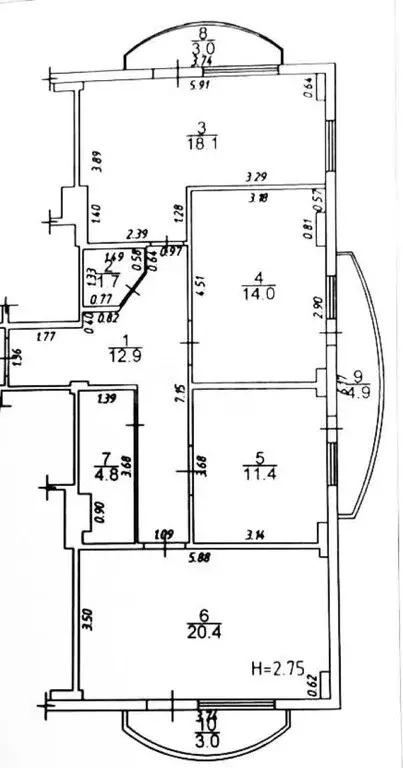 3-комнатная квартира: Анапа, Симферопольское шоссе, 1А (95 м) - Фото 1