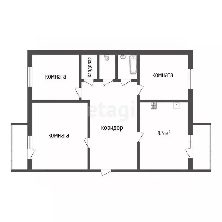 3-к кв. Коми, Сыктывкар ул. Мира, 33 (64.0 м) - Фото 1