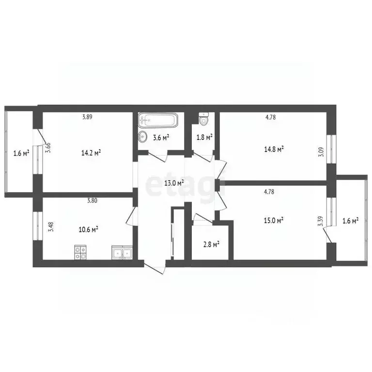 3-к кв. Еврейская автономная область, Биробиджан Советская ул., 48 ... - Фото 2
