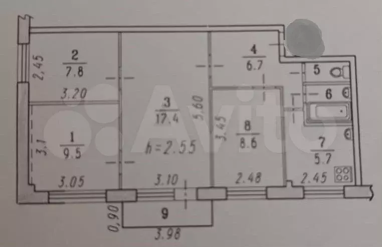 4-к. квартира, 59,8 м, 1/5 эт. - Фото 0